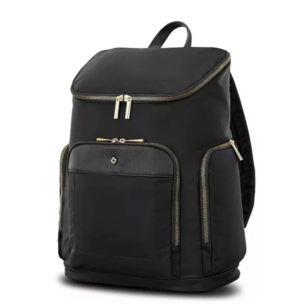 Samsonite Black Men's Travel Backpack with Gold Hardware, women’s bag 🏖️